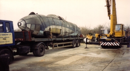 Heinkel 111 Fuselage being moved from storage