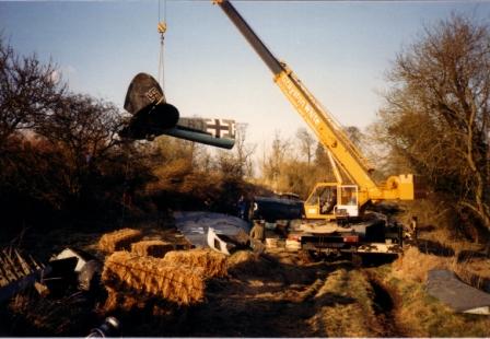  Heinkel 111 being positioned at the film set of 'A Piece of Cake'